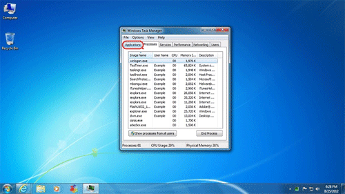 Windows 7 Task Manager, Applications